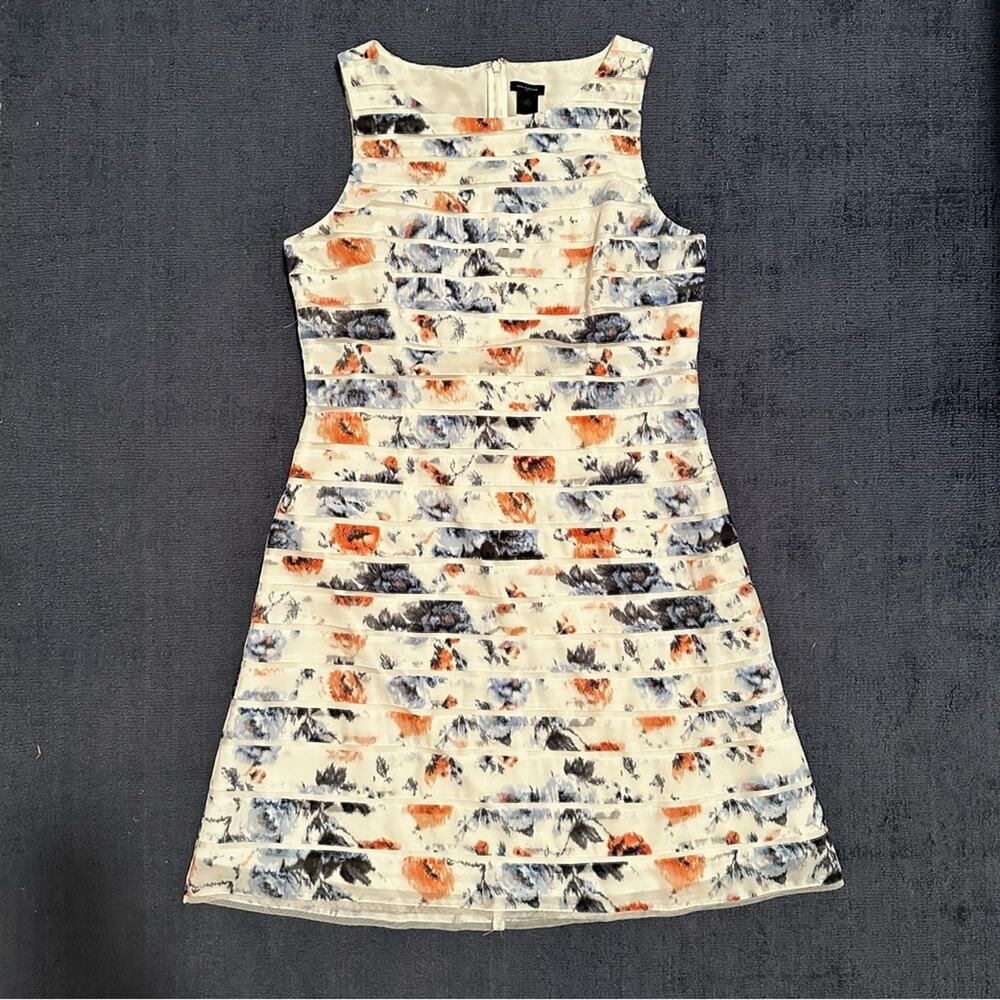 Ann Taylor Size 12 Floral A-Line Dress with Stripes